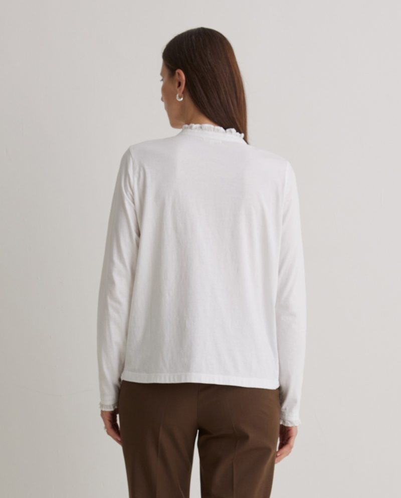 White 100% cotton t-shirt with ruffles - Image 3