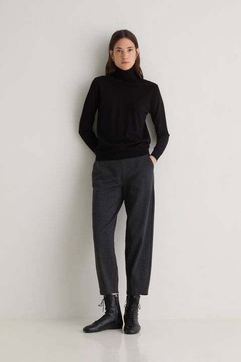 Michel Grey Herringbone Knit Trousers
