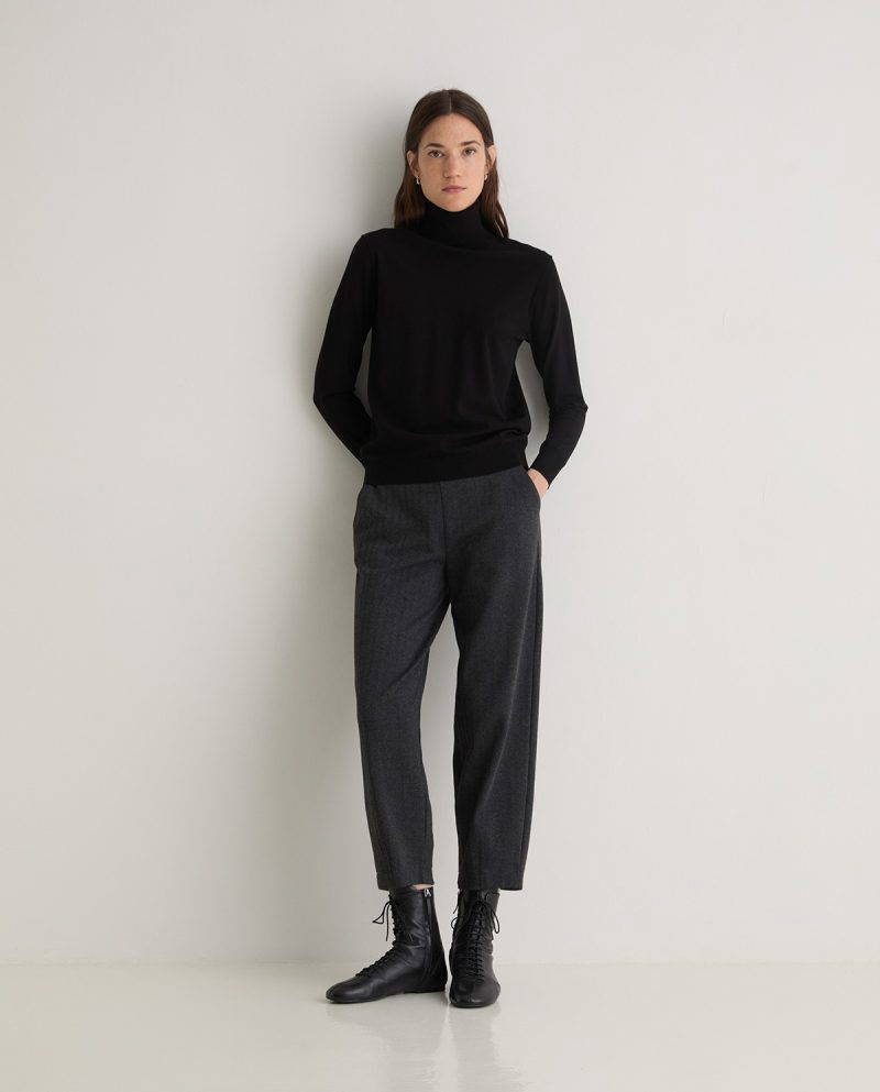 Michel Grey Herringbone Knit Trousers