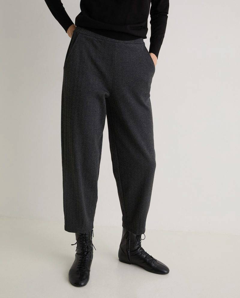 Michel Grey Herringbone Knit Trousers - Image 3