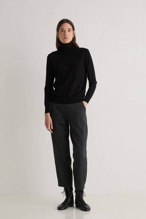 Michel Grey Herringbone Knit Trousers
