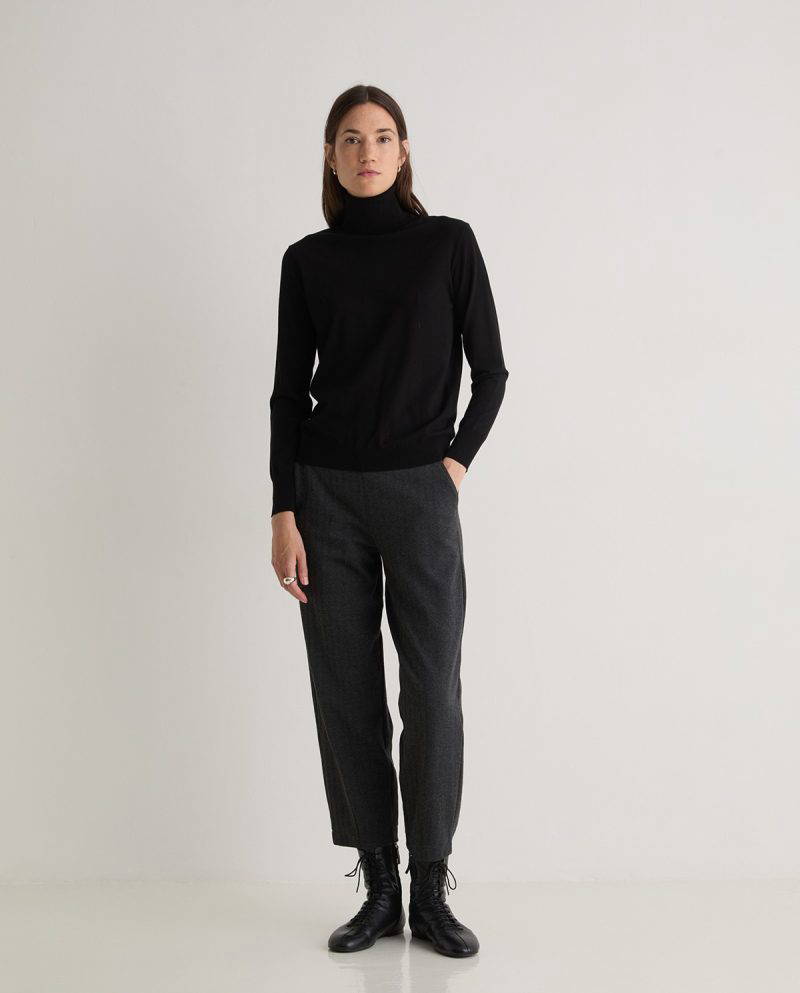 Michel Grey Herringbone Knit Trousers - Image 2