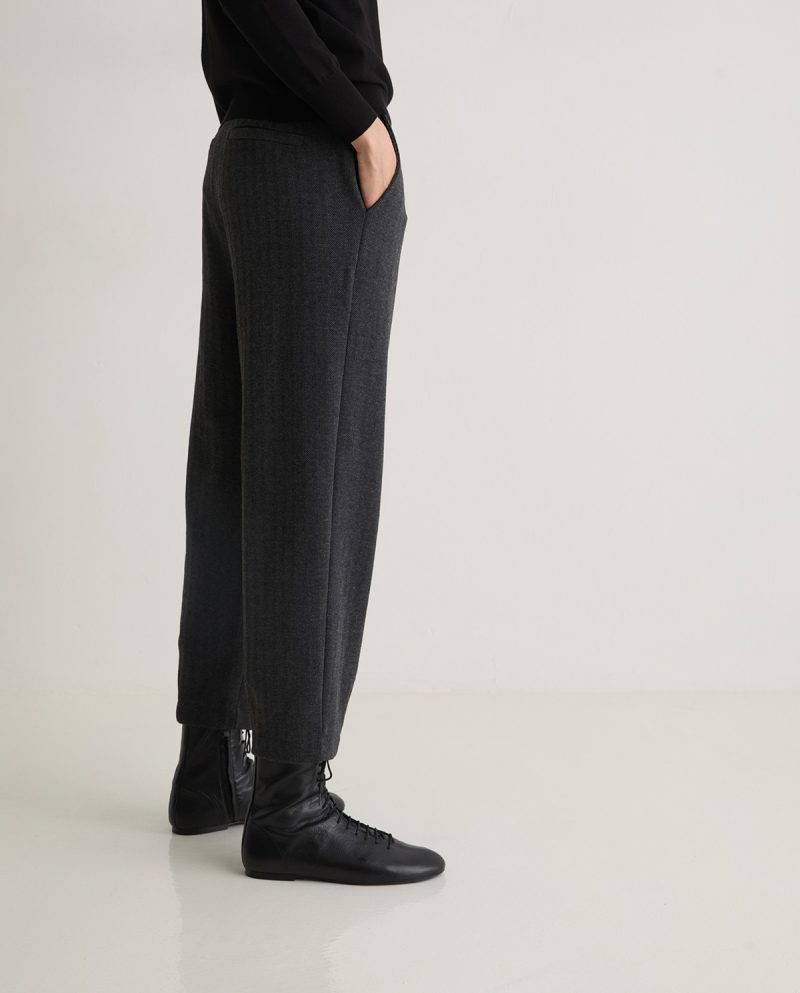 Michel Grey Herringbone Knit Trousers - Image 5