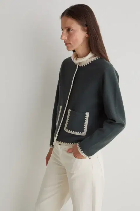 Iliana Green Boiled Wool Cardigan