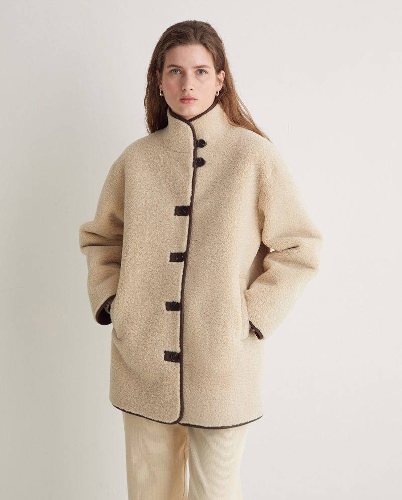 Marnine Ecru Shearling Coat - Image 2