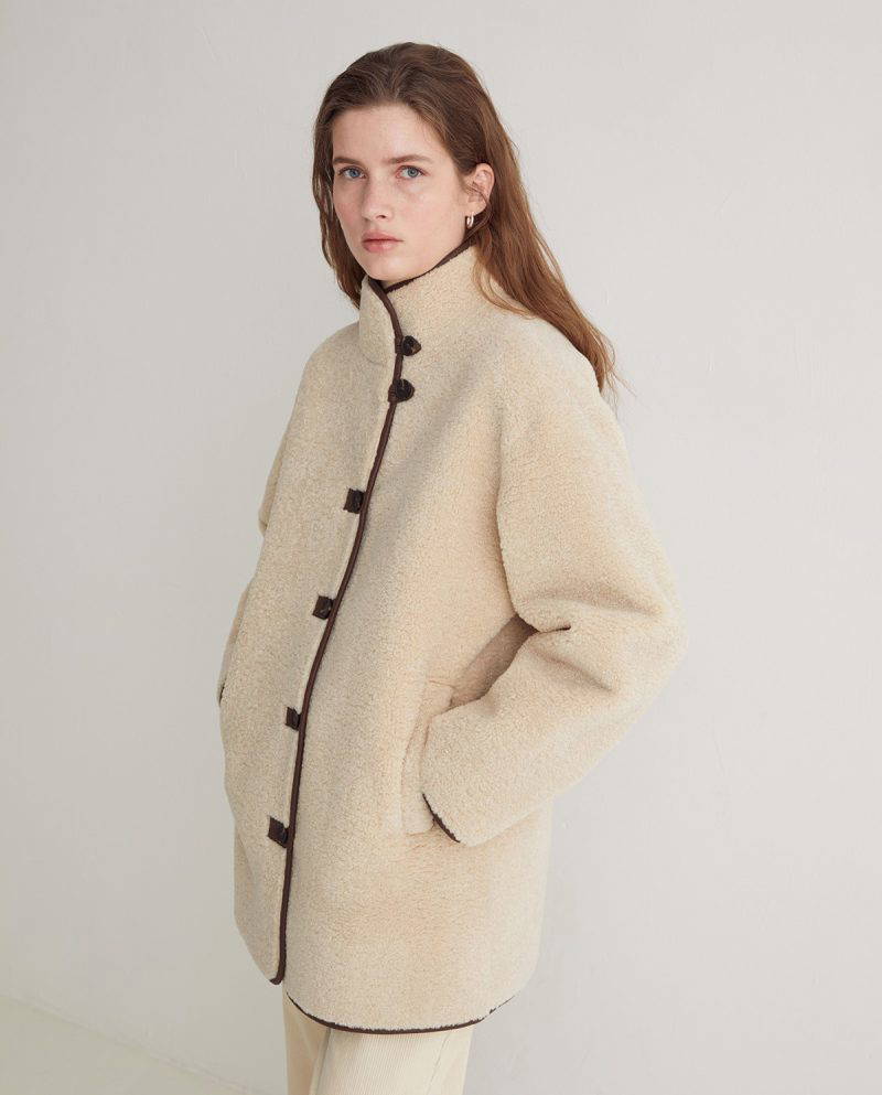 Marnine Ecru Shearling Coat - Image 3