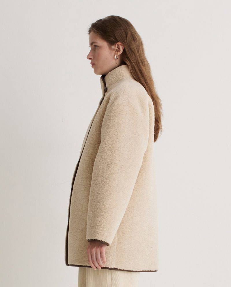 Marnine Ecru Shearling Coat - Image 4