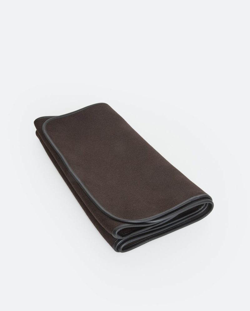 Harris Chocolate Wool & Vegan Leather Trimmed Scarf - Image 6