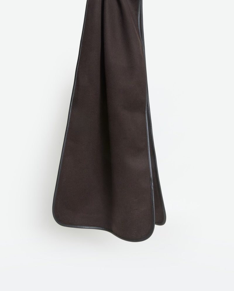 Harris Chocolate Wool & Vegan Leather Trimmed Scarf - Image 7