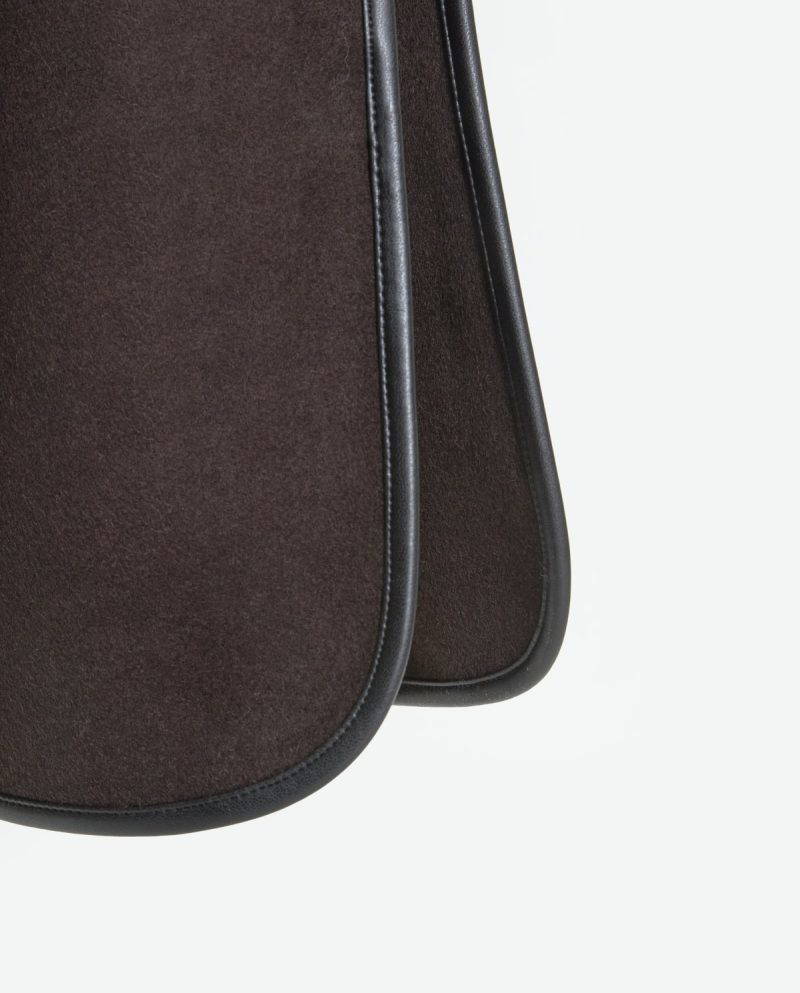 Harris Chocolate Wool & Vegan Leather Trimmed Scarf - Image 8