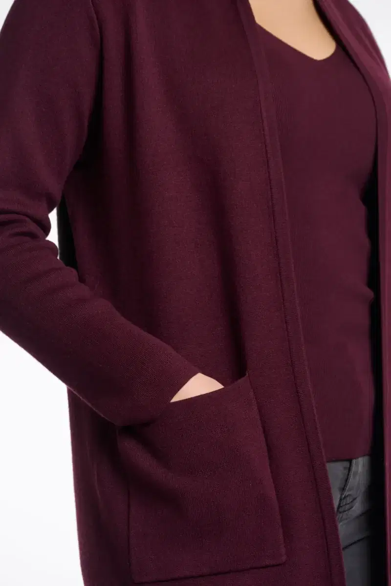 Valerie Wine Long Cardigan - Image 3
