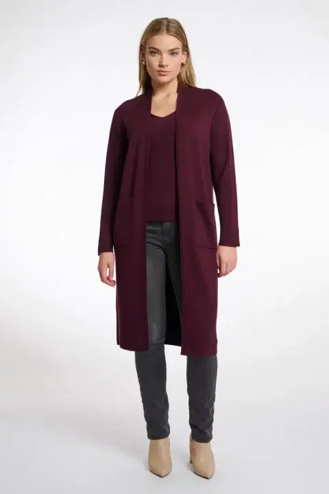 Valerie Wine Long Cardigan