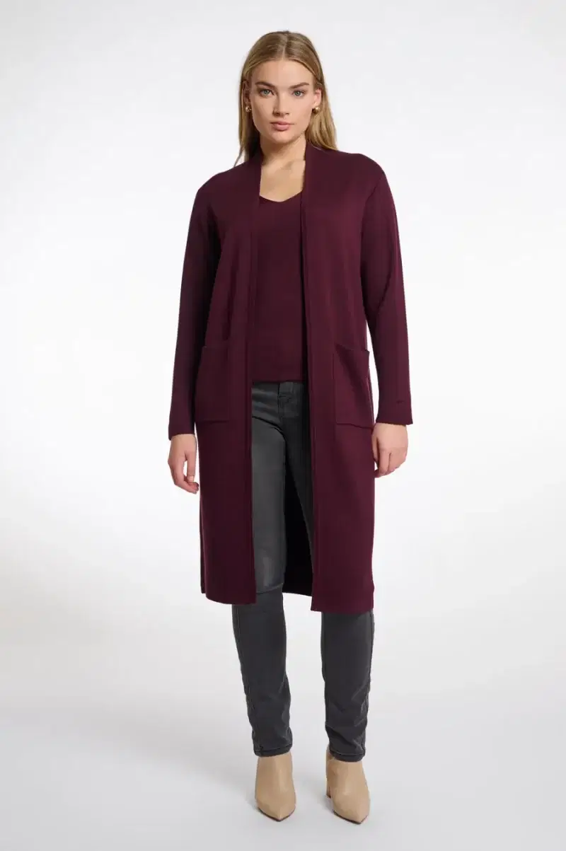 Valerie Wine Long Cardigan