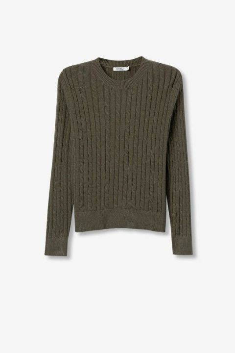 Eione Khaki Cable Knit Top