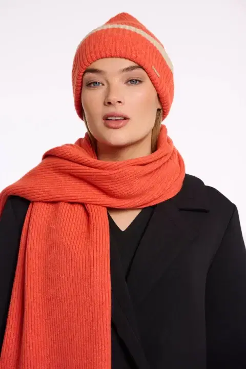 Ingrid Bright Coral Beanie