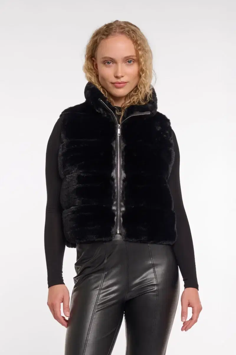 May Black Faux Fur Gilet