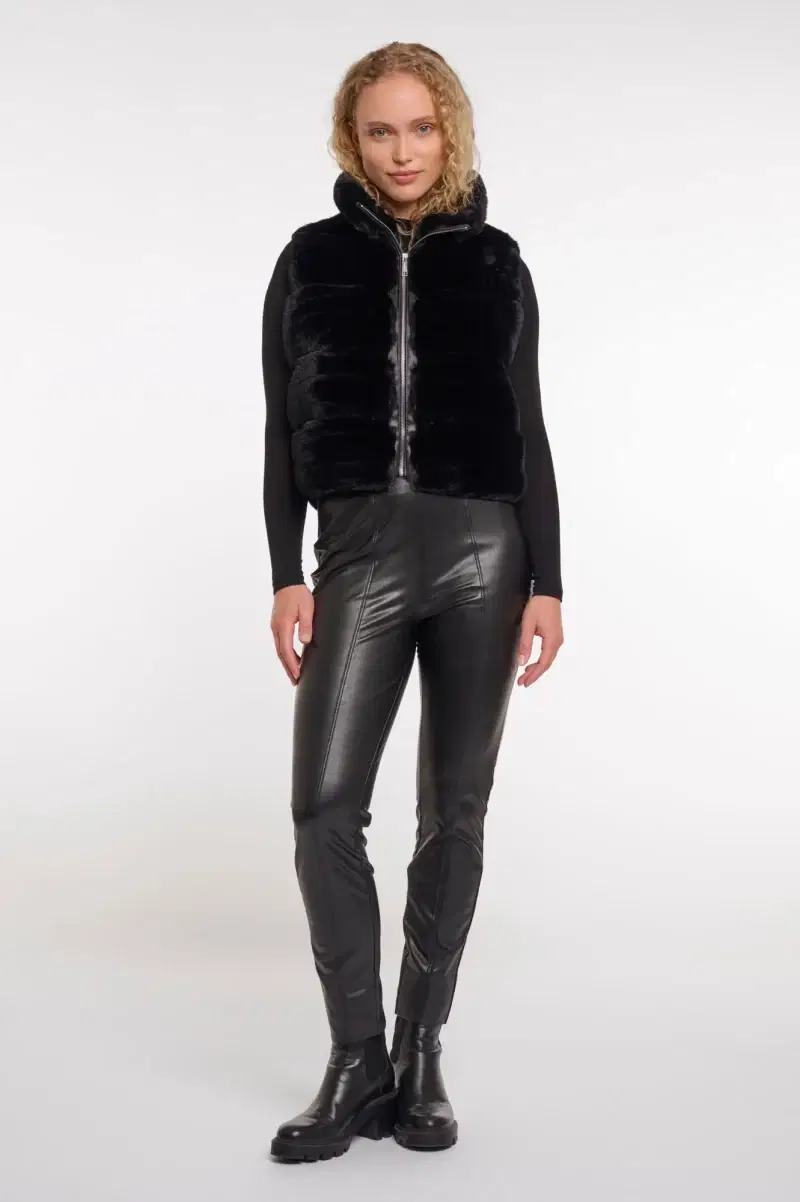 May Black Faux Fur Gilet - Image 2