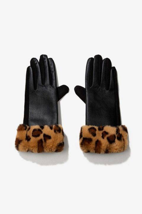 Alexia Black Faux Leather Gloves