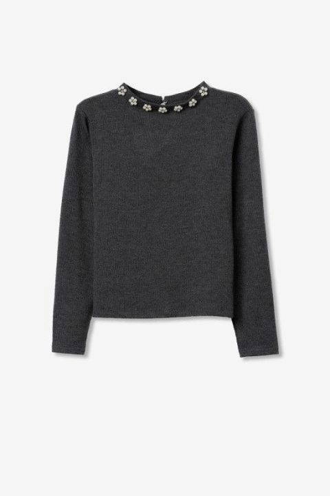Burn Grey Ribbed Top