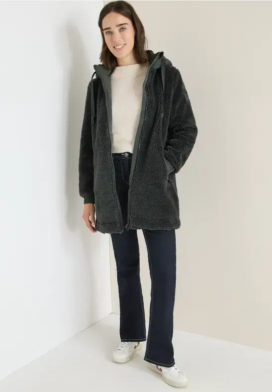 Cecil Pastel Olive Teddy Coat