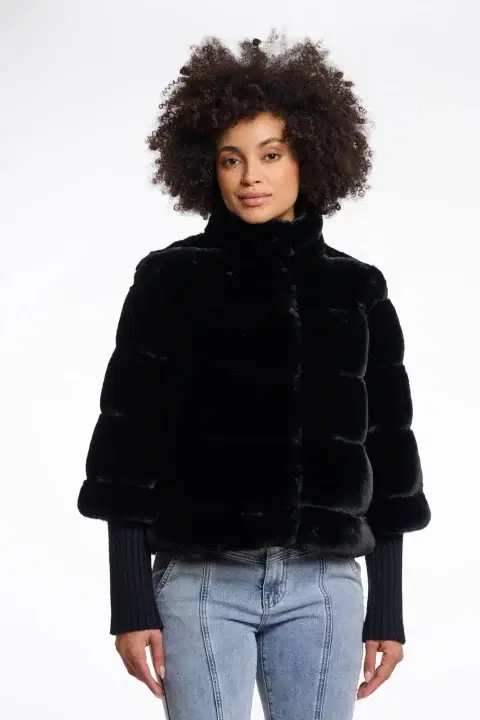Feline Black Faux Fur Jacket