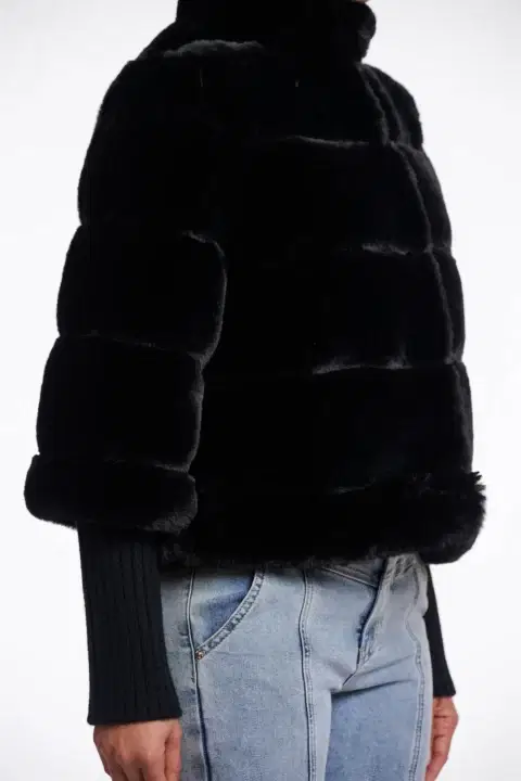 Feline Black Faux Fur Jacket