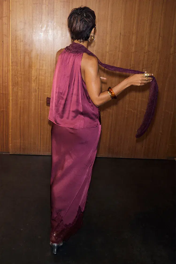 Burgundy Maeva Midi Skirt - Image 4