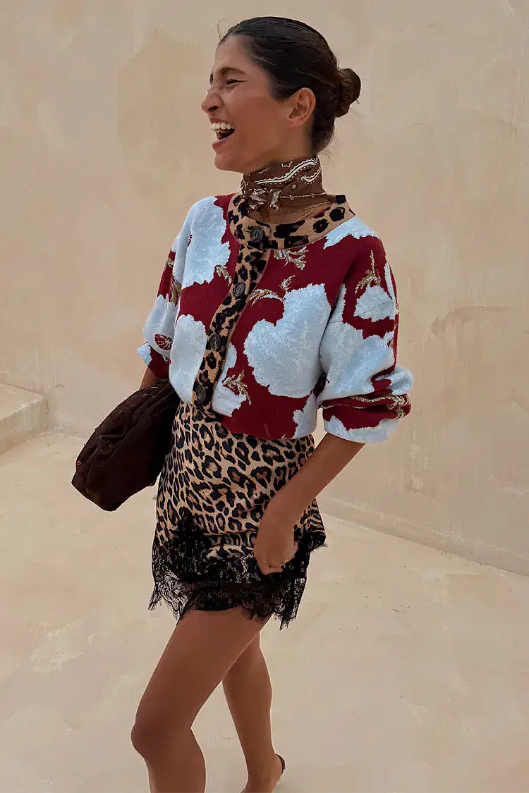 Burgundy & Blue Poppy Cardigan - Image 6