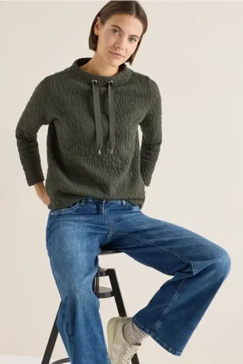 Cecil Jacquard Funnel Neck Sweater