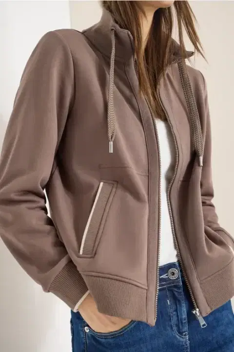 Cecil Taupe Zip Up Sweatshirt