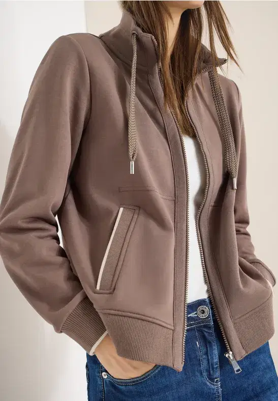 Cecil Taupe Zip Up Sweatshirt - Image 2