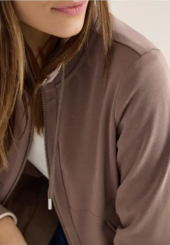 Cecil Taupe Zip Up Sweatshirt - Image 4