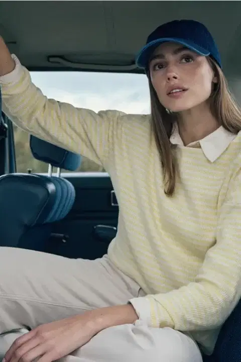 Cecil Yellow Stripe Boatneck Top