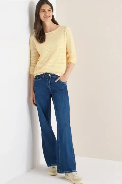 Cecil Yellow Stripe Boatneck Top