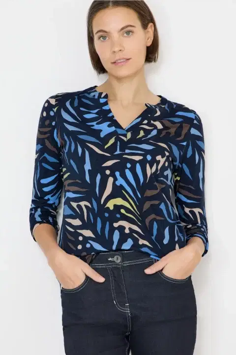 Cecil Blue V-Neck Top