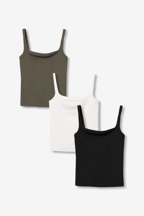 Olive Thin Strap Vests 3 Pack