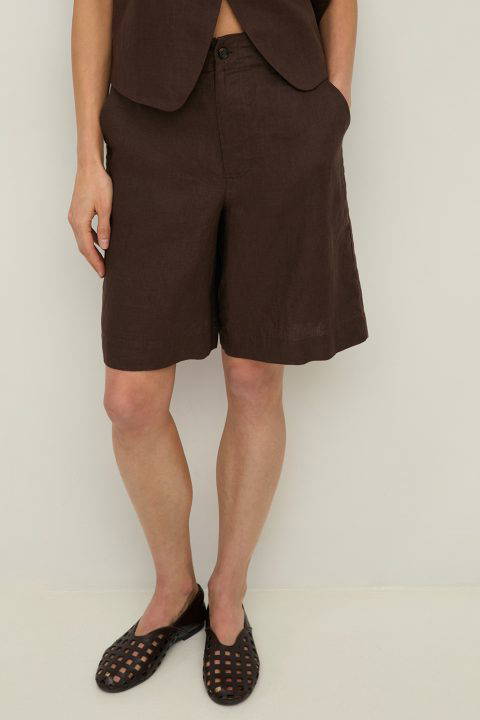 Chocolate Linen Shorts