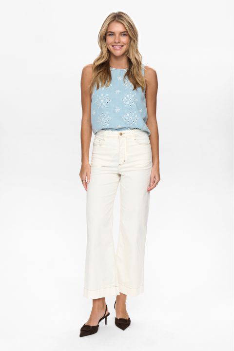 Nuparisan Cream Cropped Twill Jeans