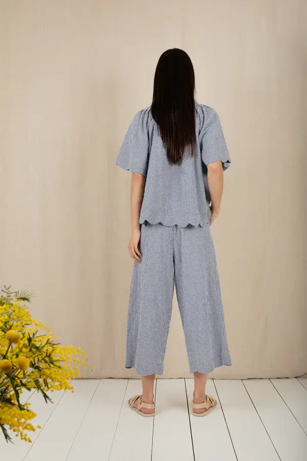 Aide Navy Gingham Trousers - Image 3