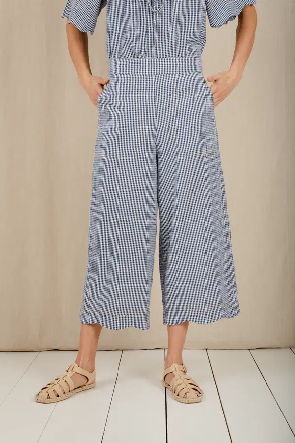 Aide Navy Gingham Trousers - Image 4