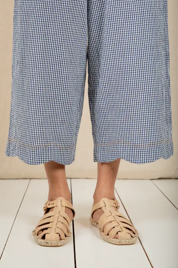 Aide Navy Gingham Trousers - Image 6