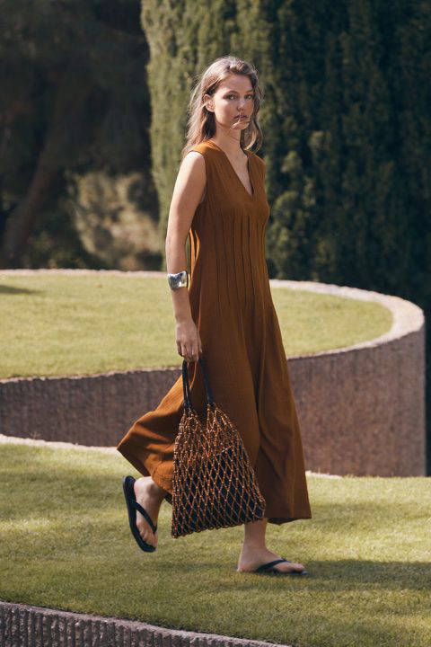 Crinkled Effect Mustard Dress