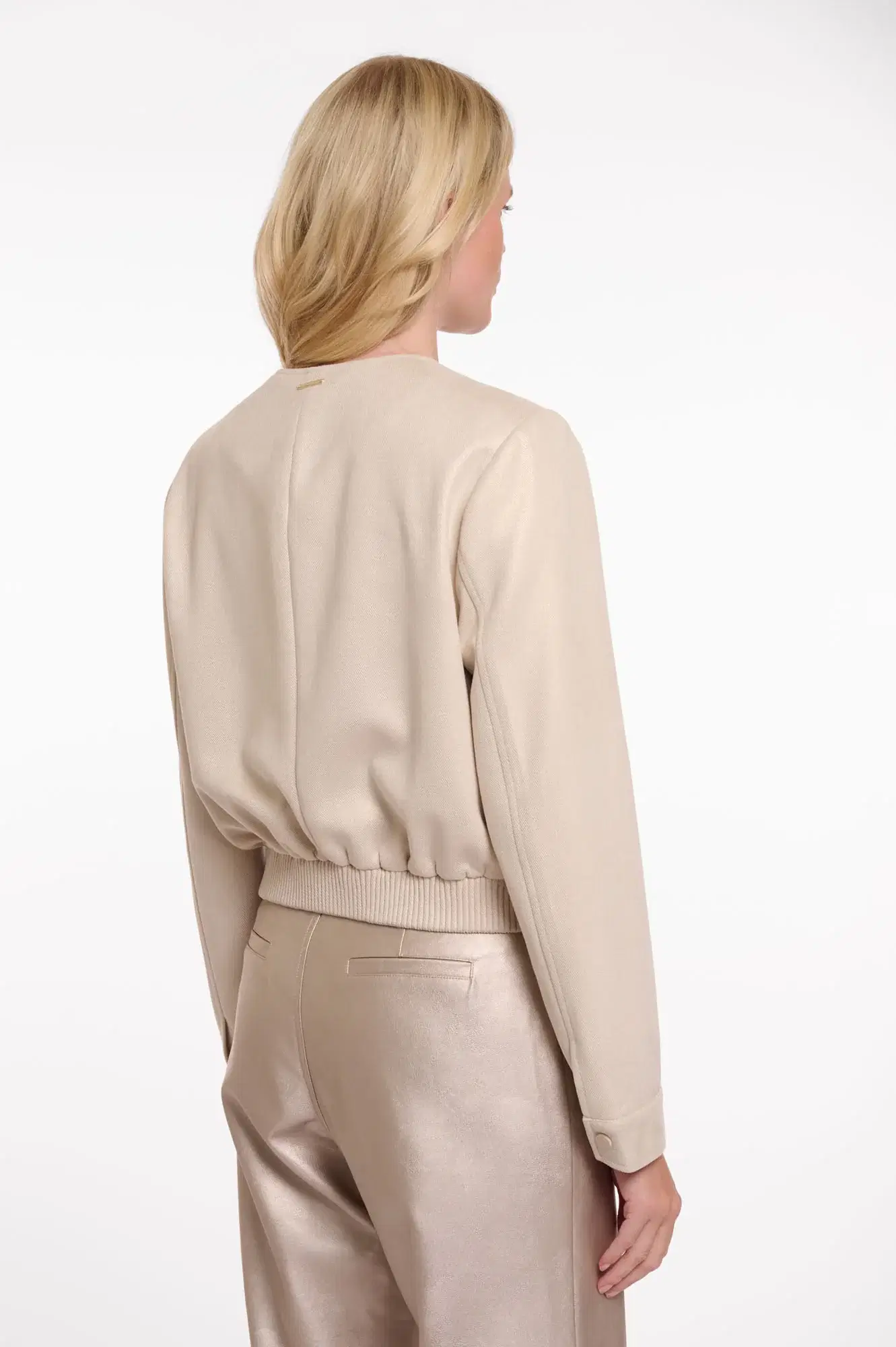 Hevi Gold Metallic Bomber Jacket - Image 2