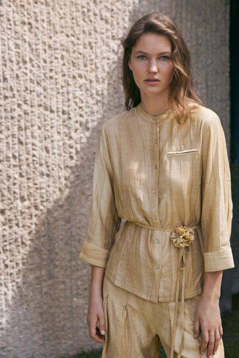 Crinkled Effect Vainilla Shirt