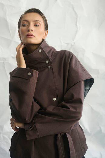 Dana Brown Short Trench Jacket - Image 6