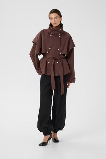 Dana Brown Short Trench Jacket
