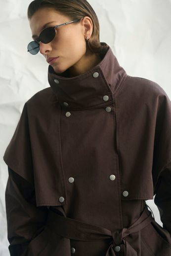 Dana Brown Short Trench Jacket - Image 8