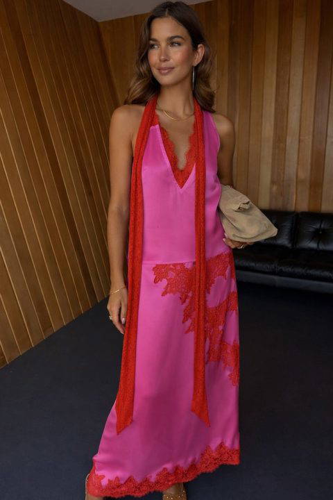 Pink & Red Lace Lily Skirt