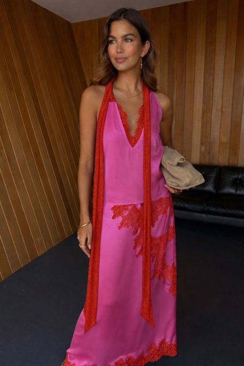 Pink & Red Lace Lily Skirt