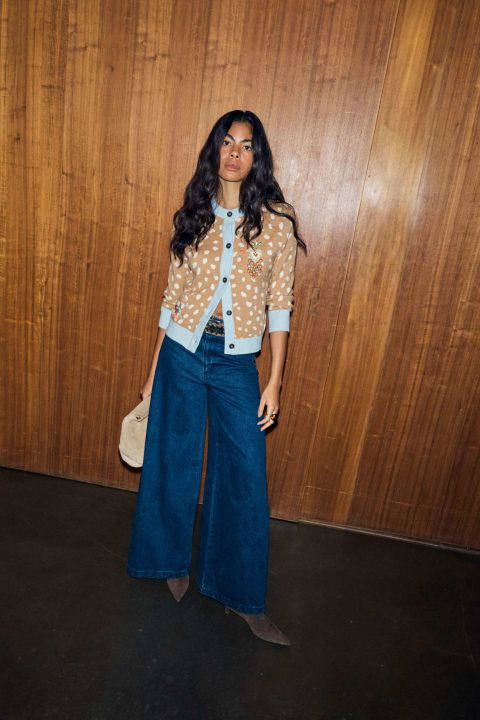 Deer Print Crew Neck Cardigan